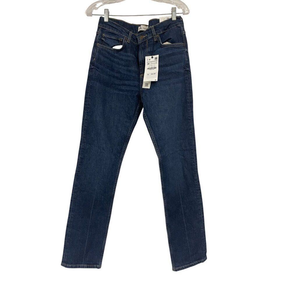 Zara Womens Jeans EU 38 US 6 Slim Fit Full Length Dark Blue Denim 6840/264 NWT